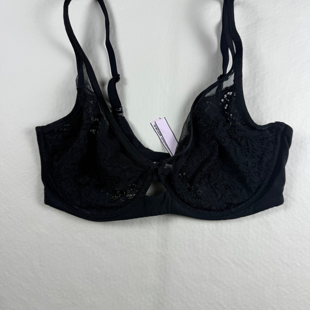 Victoria's Secret Body By Victoria Black Lace Unlined Demi Bra 34DD Underwire